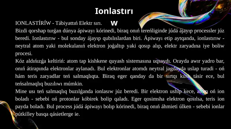 Ionlastırıw