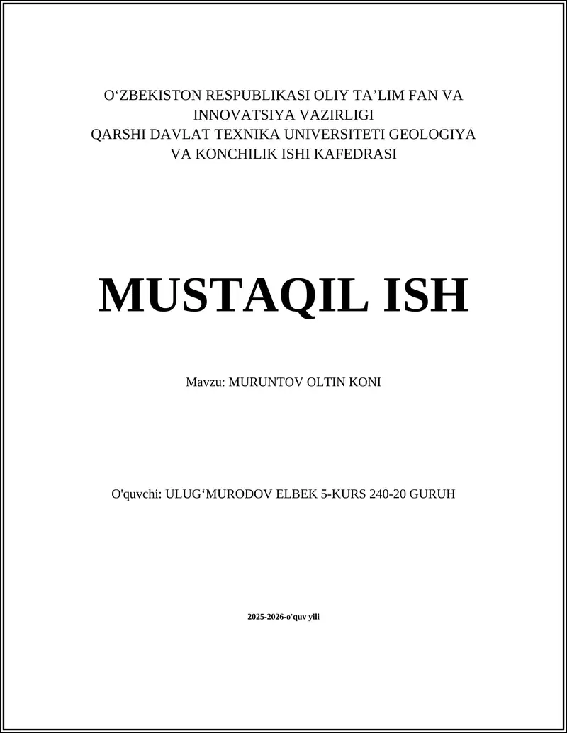 MURUNTOV OLTIN KONI
