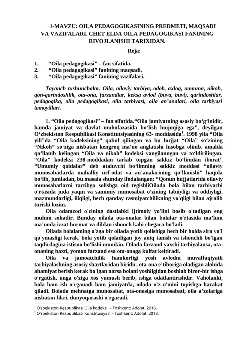 Oila Pedagogikasi
