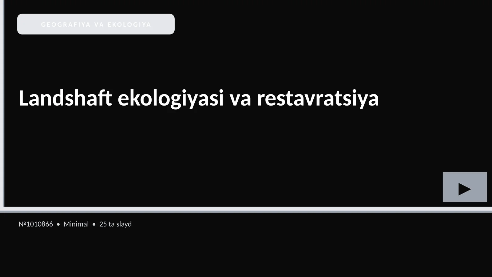 Landshaft ekologiyasi va restavratsiya