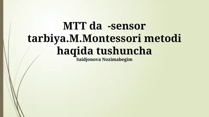MTT sensorli mashg'ulotlar
