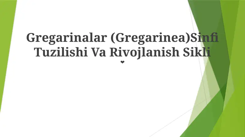 Gregarinalar (Gregarinea)Sinfi Tuzilishi Va Rivojlanish Sikli