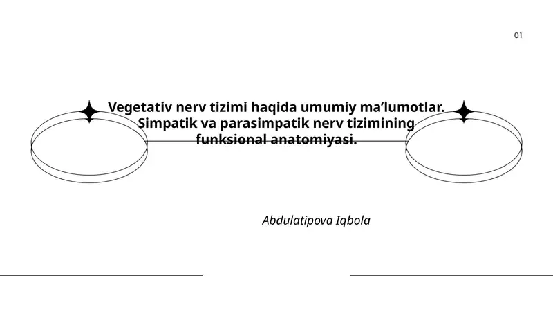 Vegetativ nerv tizimi haqida umumiy ma’lumotlar. Simpatik va parasimpatik nerv tizimining funksional anatomiyasi