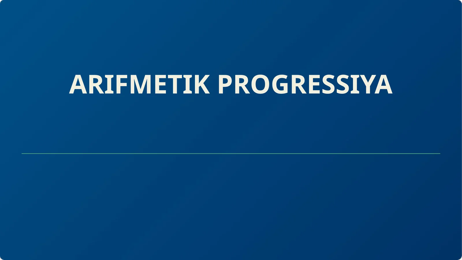 Arifmetik progressiya