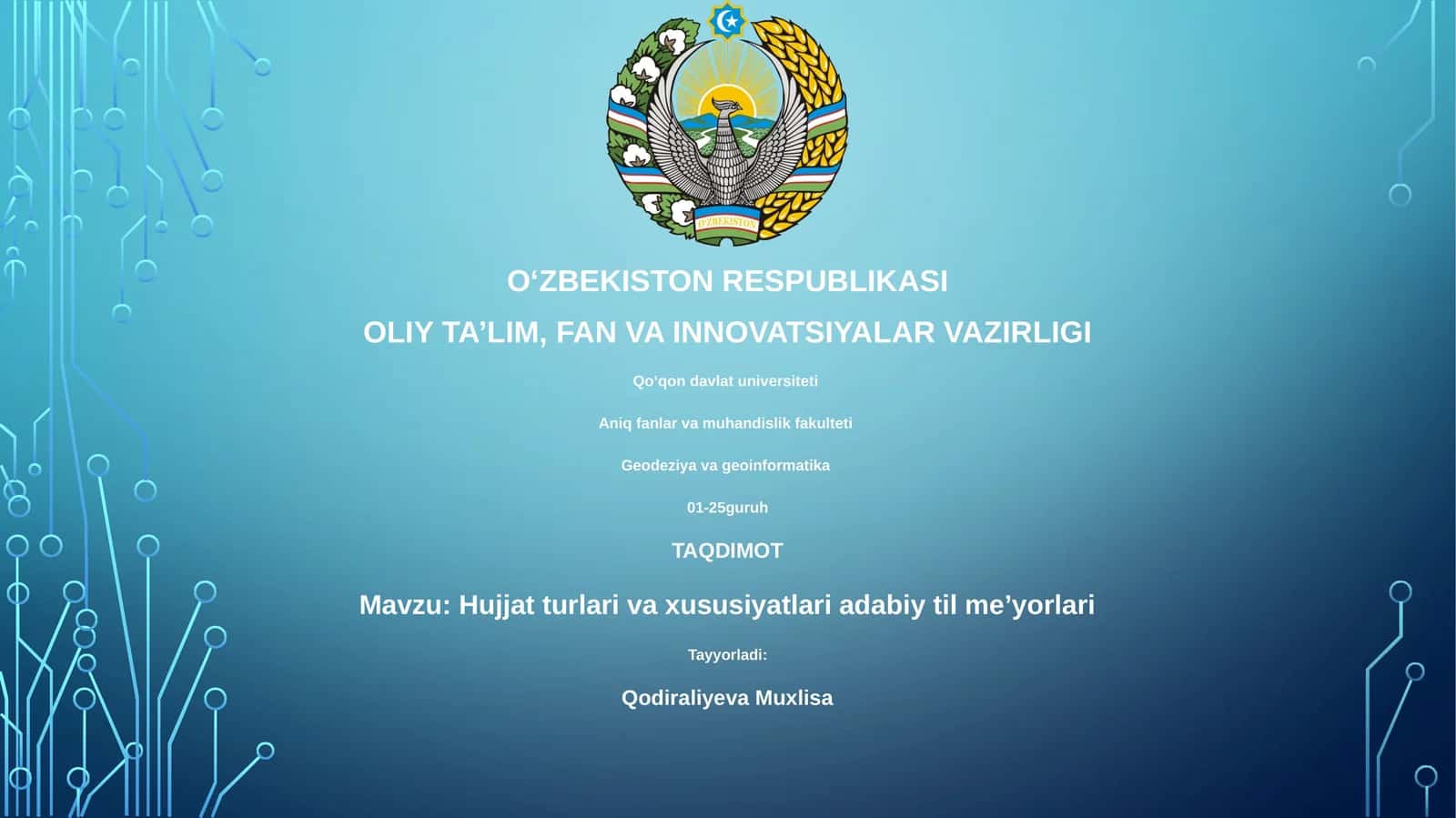 Hujjat turlari va xususiyatlari adabiy til meʼyorlari