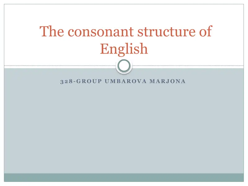 The consonant structure of English