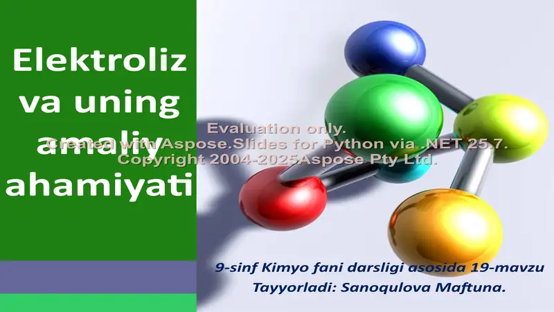Elektroliz va uning amaliy ahamiyati
