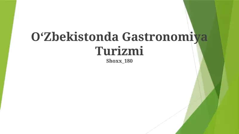 Oʻzbekistonda Gastronomiya Turizmi