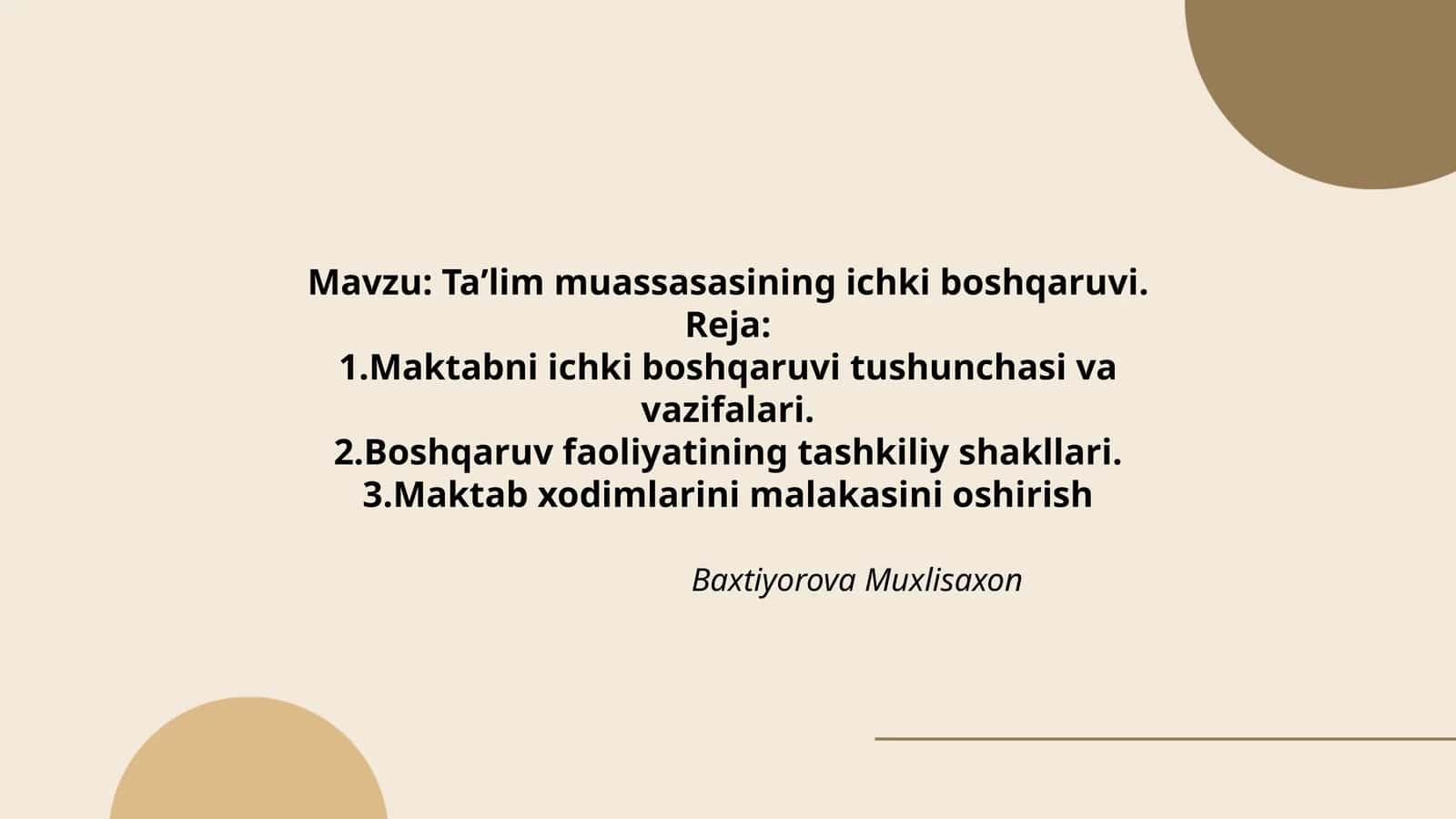 Taʼlim muassasasining ichki boshqaruvi