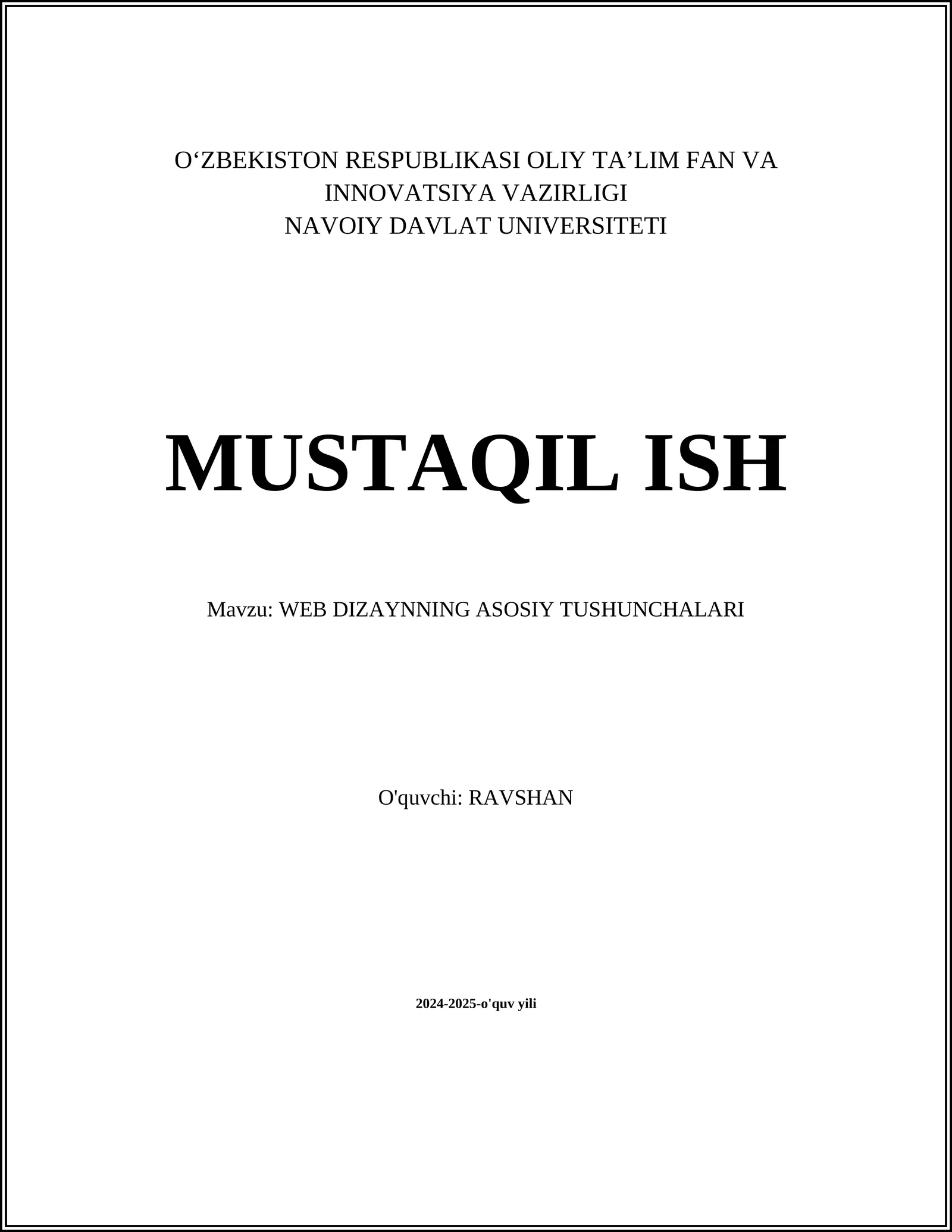 WEB DIZAYNNING ASOSIY TUSHUNCHALARI