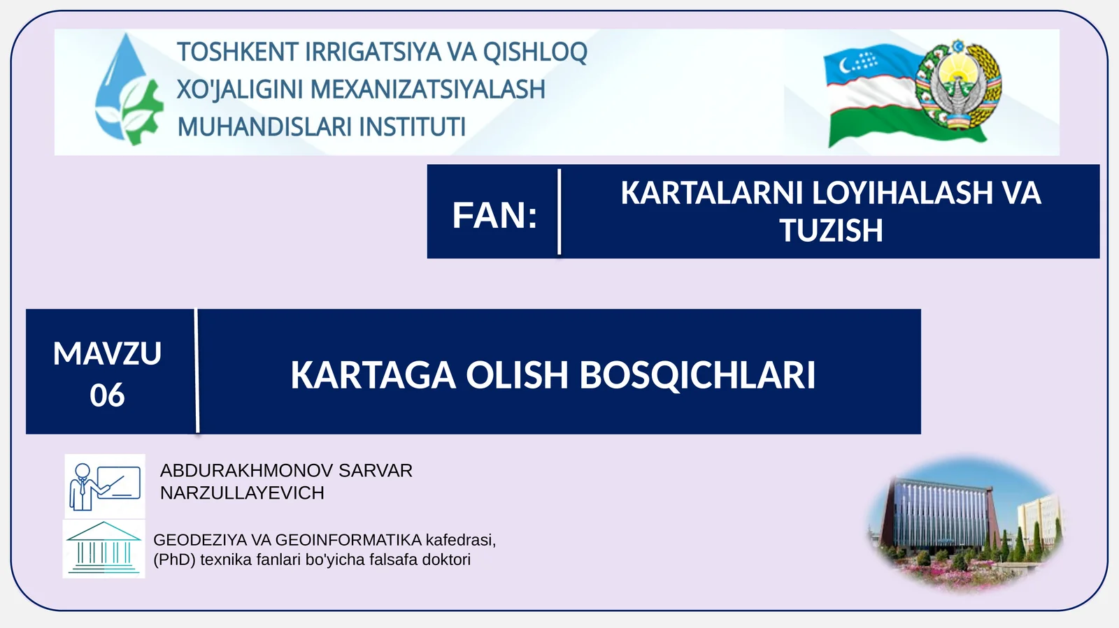 KARTALARNI LOYIHALASH VA TUZISH