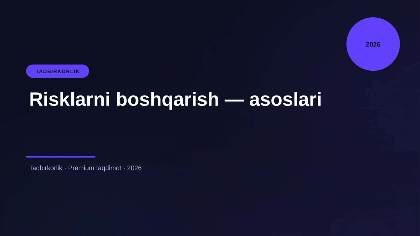 Risklarni boshqarish — asoslari