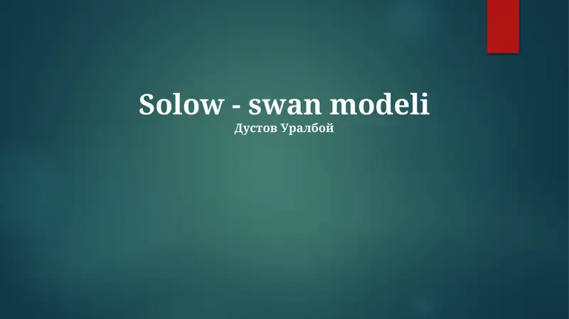 Solow-Swan modeli