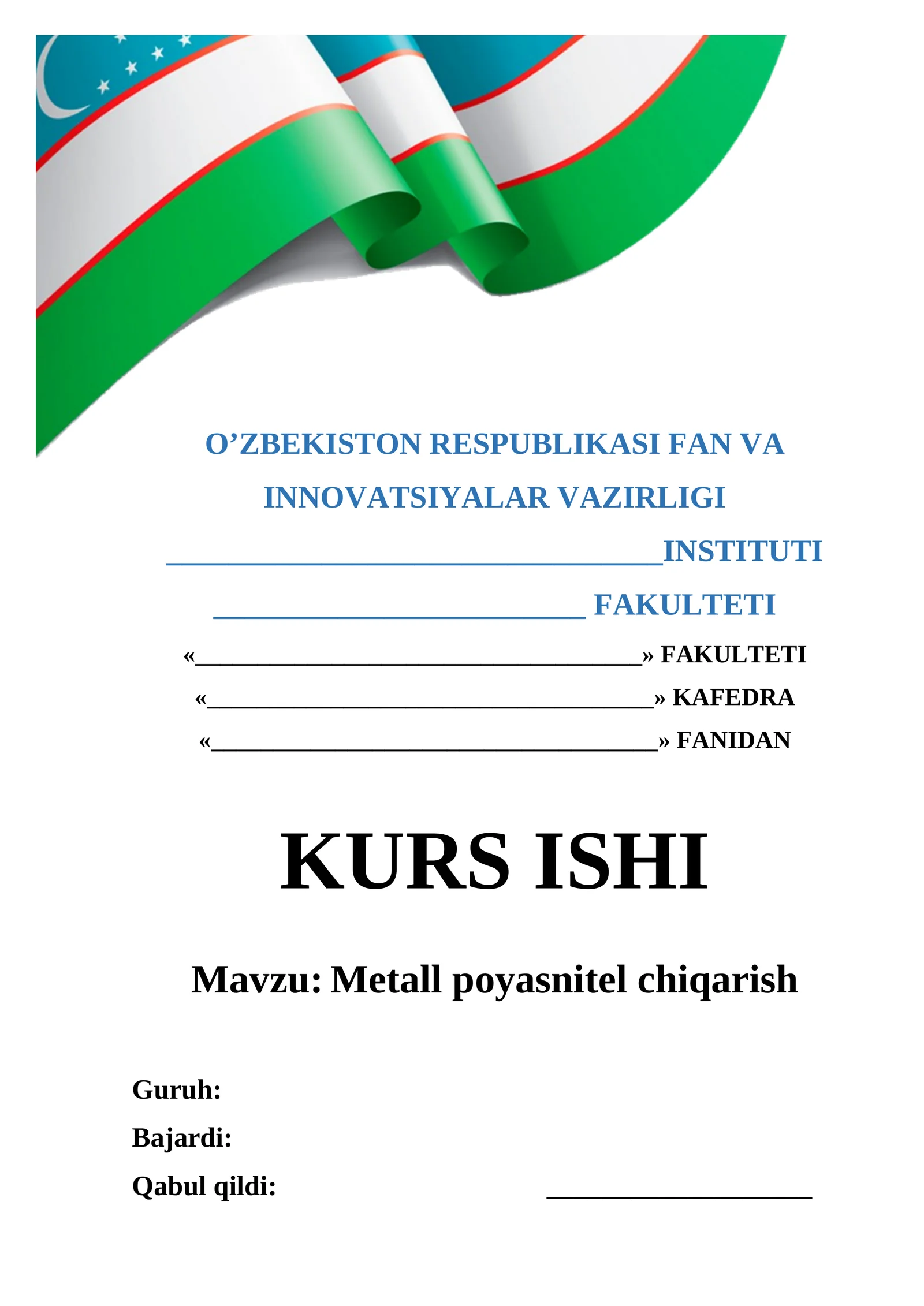 Metall poyasnitel chiqarish