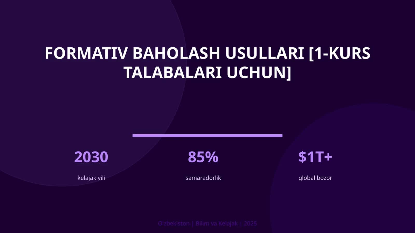Formativ baholash usullari [1-kurs talabalari uchun]