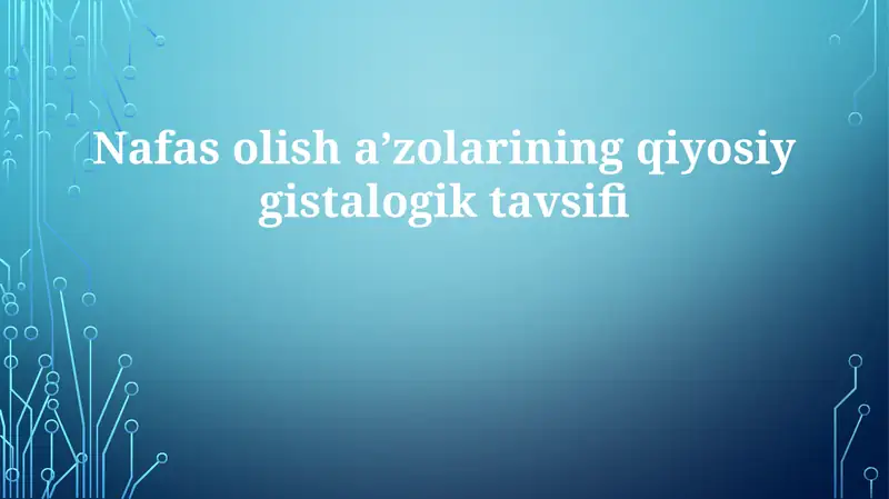 Nafasolishaʼzolarining qiyosiysgistalogik tavsifi