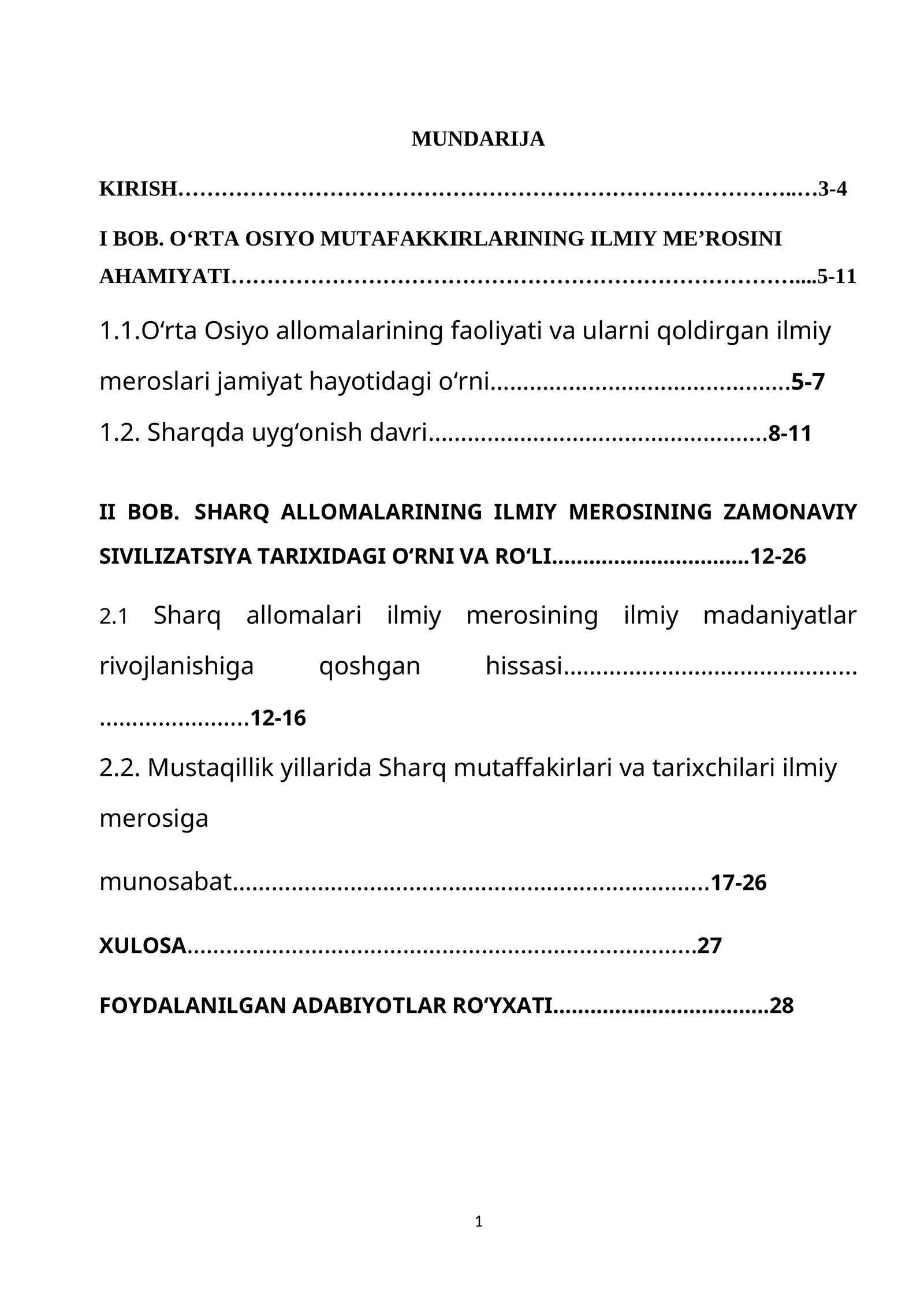 O‘RTA OSIYO MUTAFAKKIRLARINING ILMIY ME’ROSINI AHAMIYATI