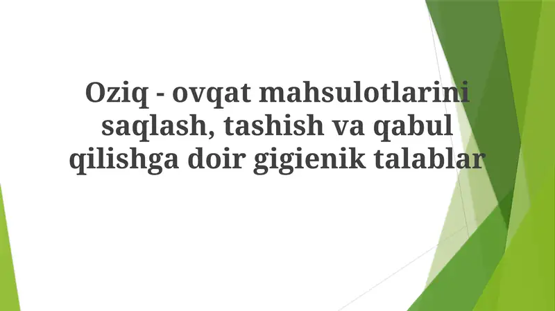 Xavfsiz Oziq-ovqat Tashish Tartibi