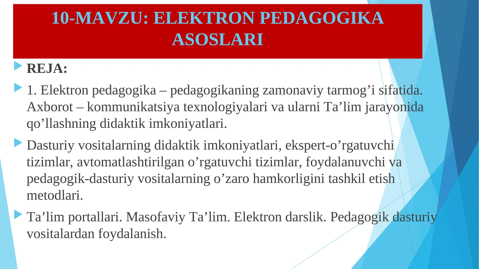 ELEKTRON PEDAGOGIKA ASOSLARI