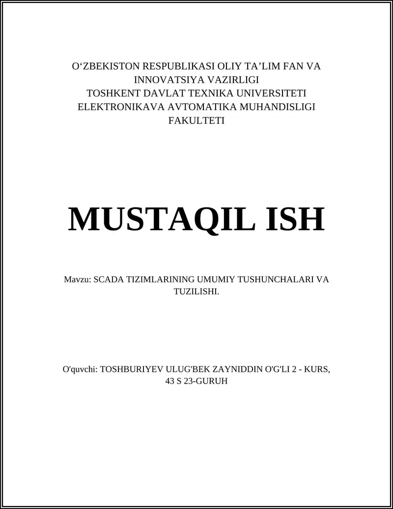 SCADA tizimlari