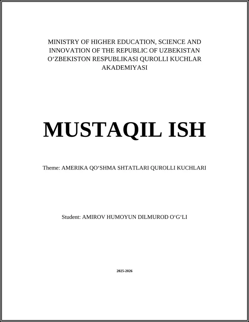 AMERIKA QOʻSHMA SHTATLARI QUROLLI KUCHLARI