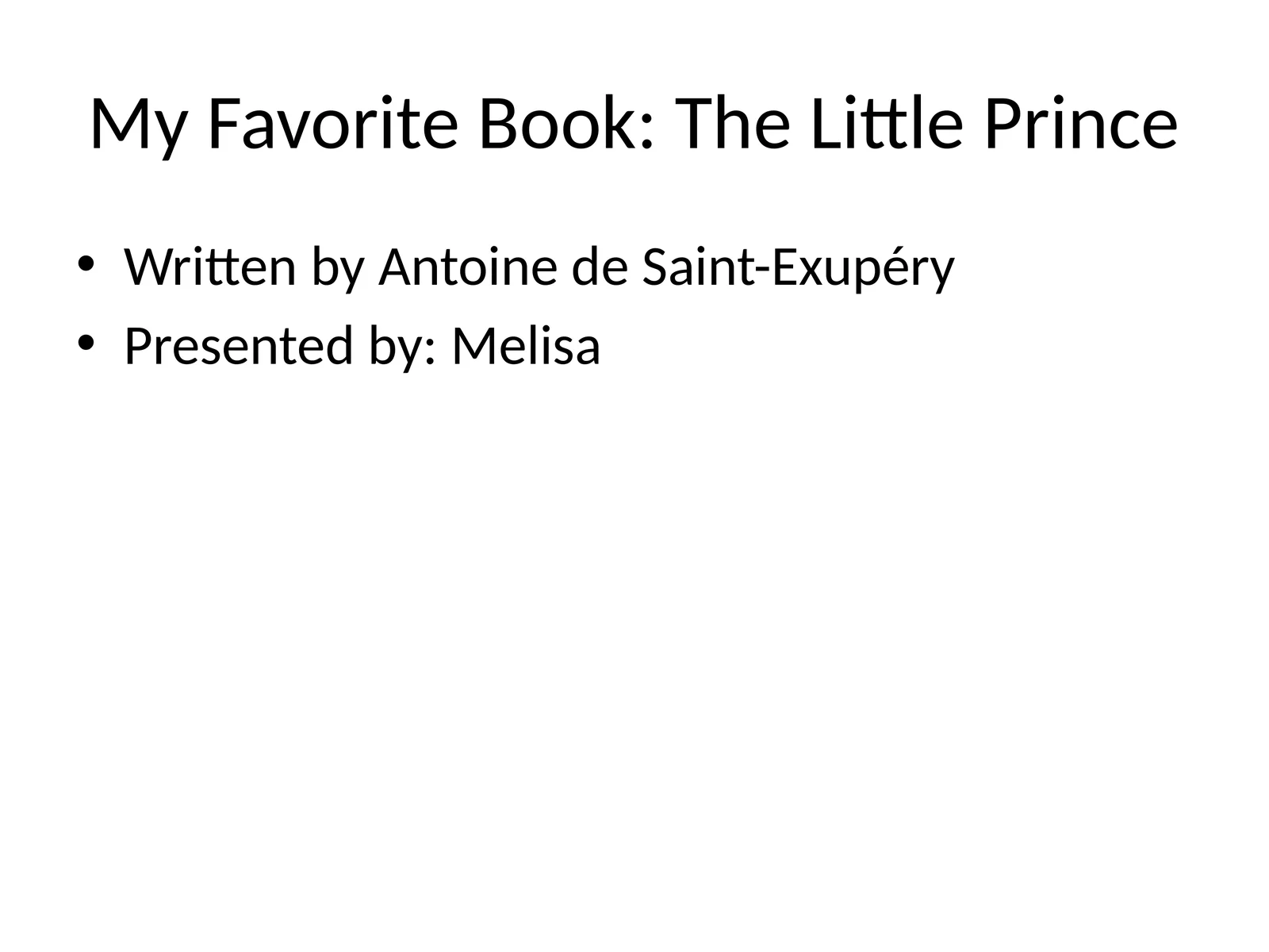 My Favorite Book: The Little Prince