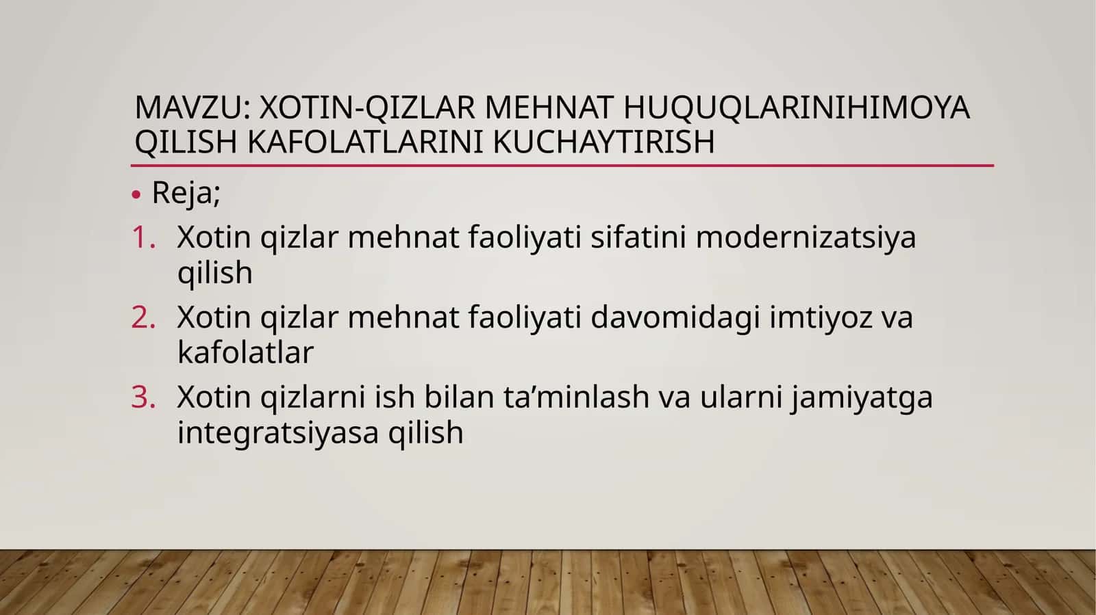 xotin-qizlar mehnat huquqlarinihimoya qilish kafolatlarini kuchaytirish