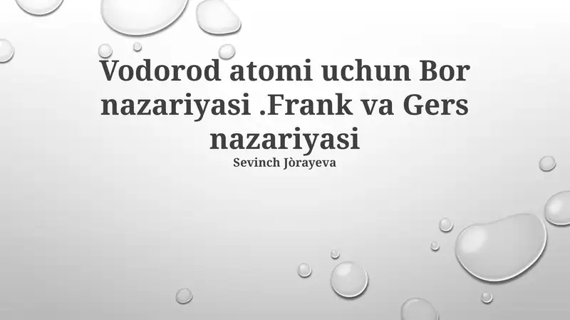Bor nazariyasi vodorod atomi uchun