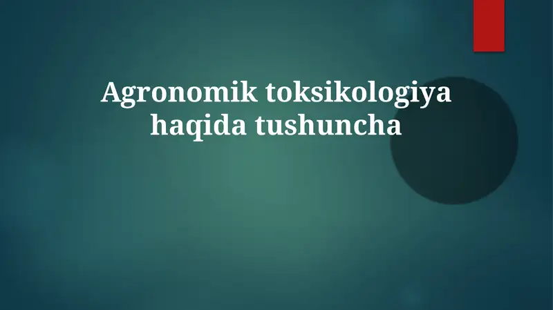 IPM va Agrotoksikologiya
