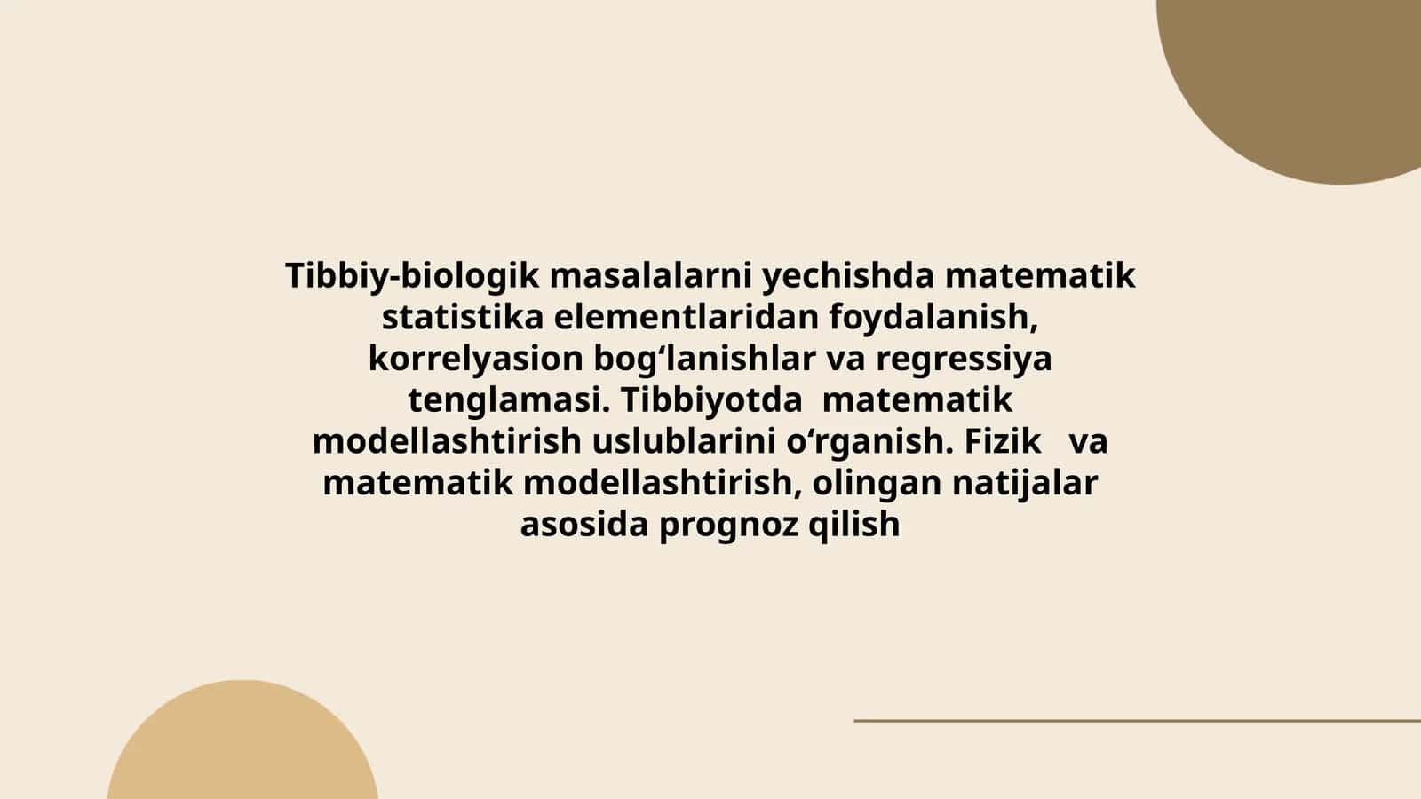 Tibbiy-biologik masalalar matematik modellashtirish