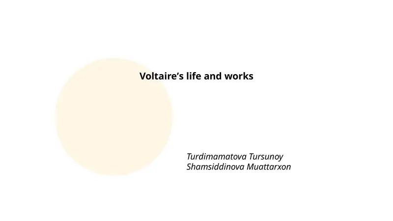 Voltaireʼs life and works