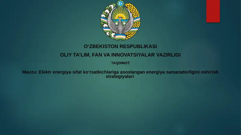 Elektrenergiya sifat ko'rsatkichlari
