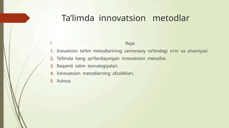 Ta’limda  innovatsion   metodlar