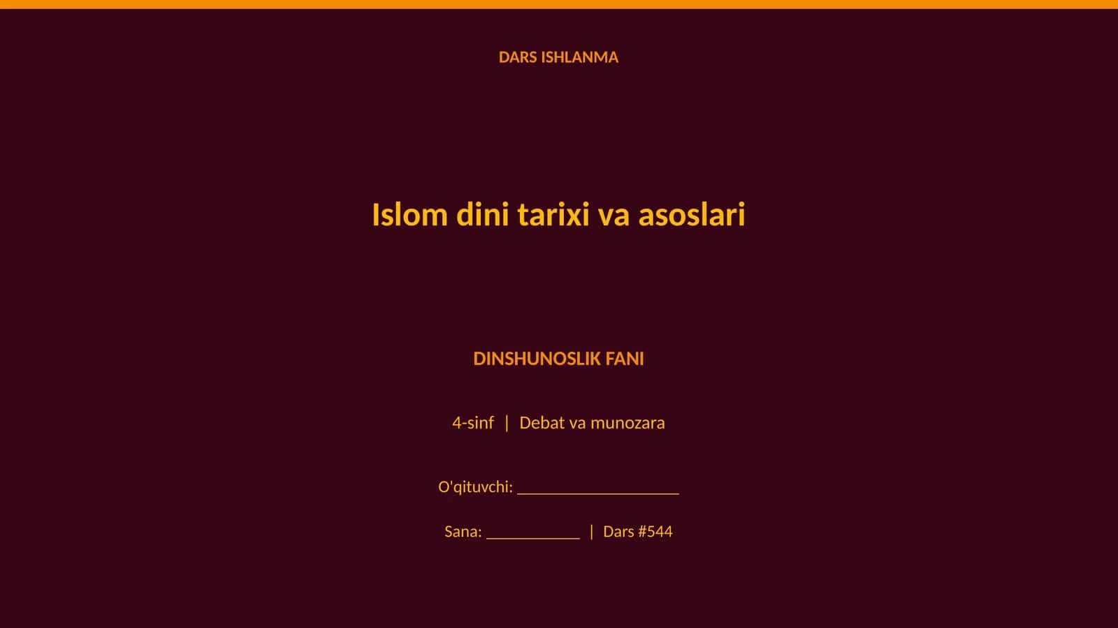 Islom dini tarixi va asoslari
