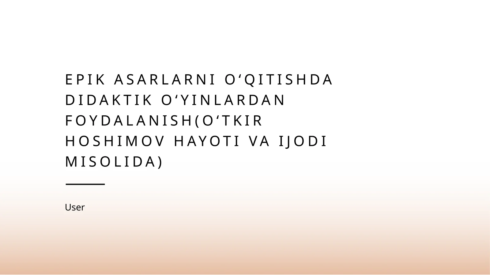 Epik asarlarni oʻqitishda didaktik oʻyinlardan foydalanish(Oʻtkir Hoshimov hayoti va ijodi misolida)