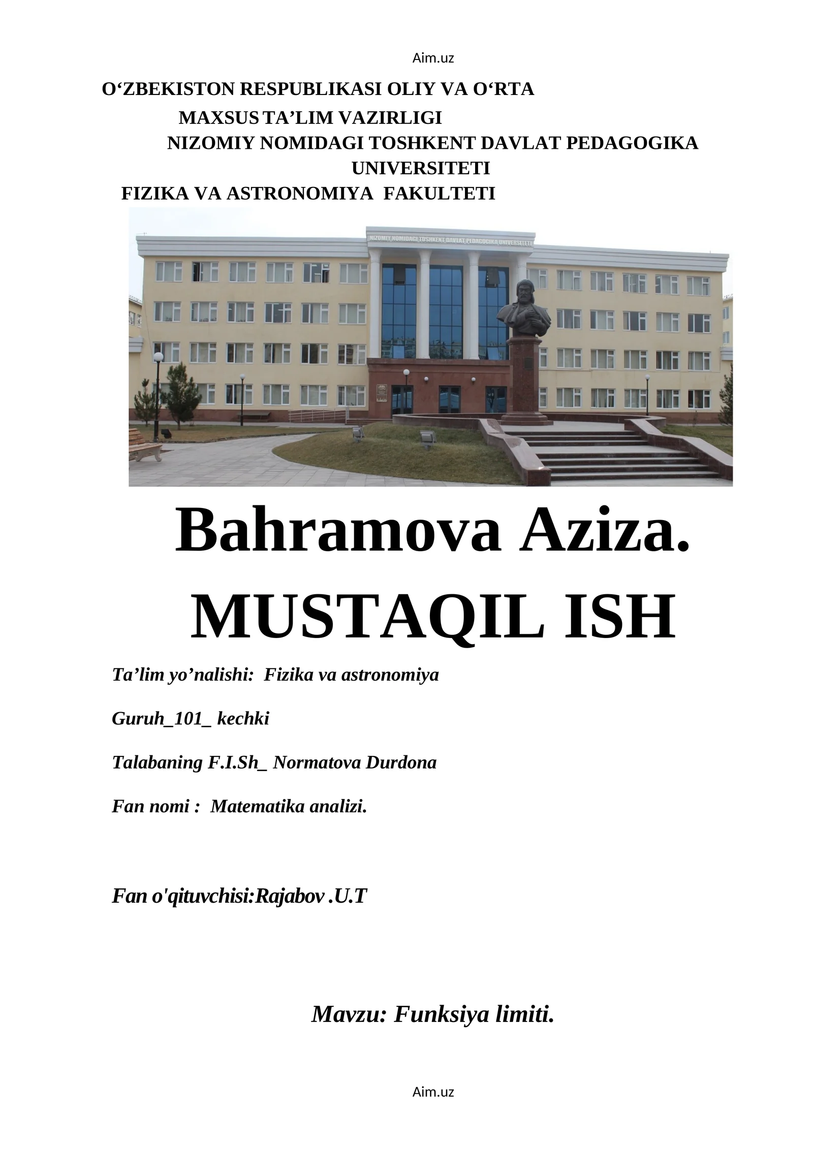 Funksiya limiti