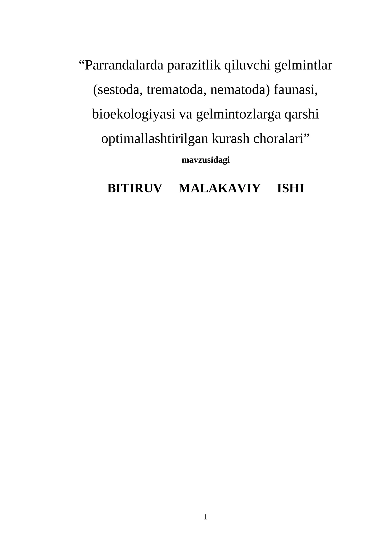BITIRUV MALAKAVIY ISHI