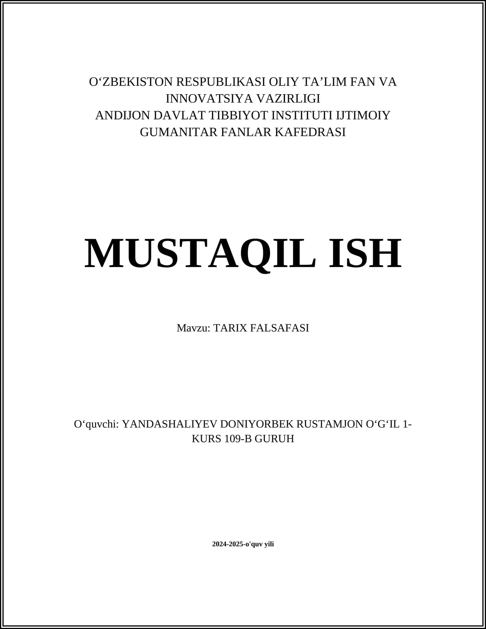 TARIX FALSAFASI
