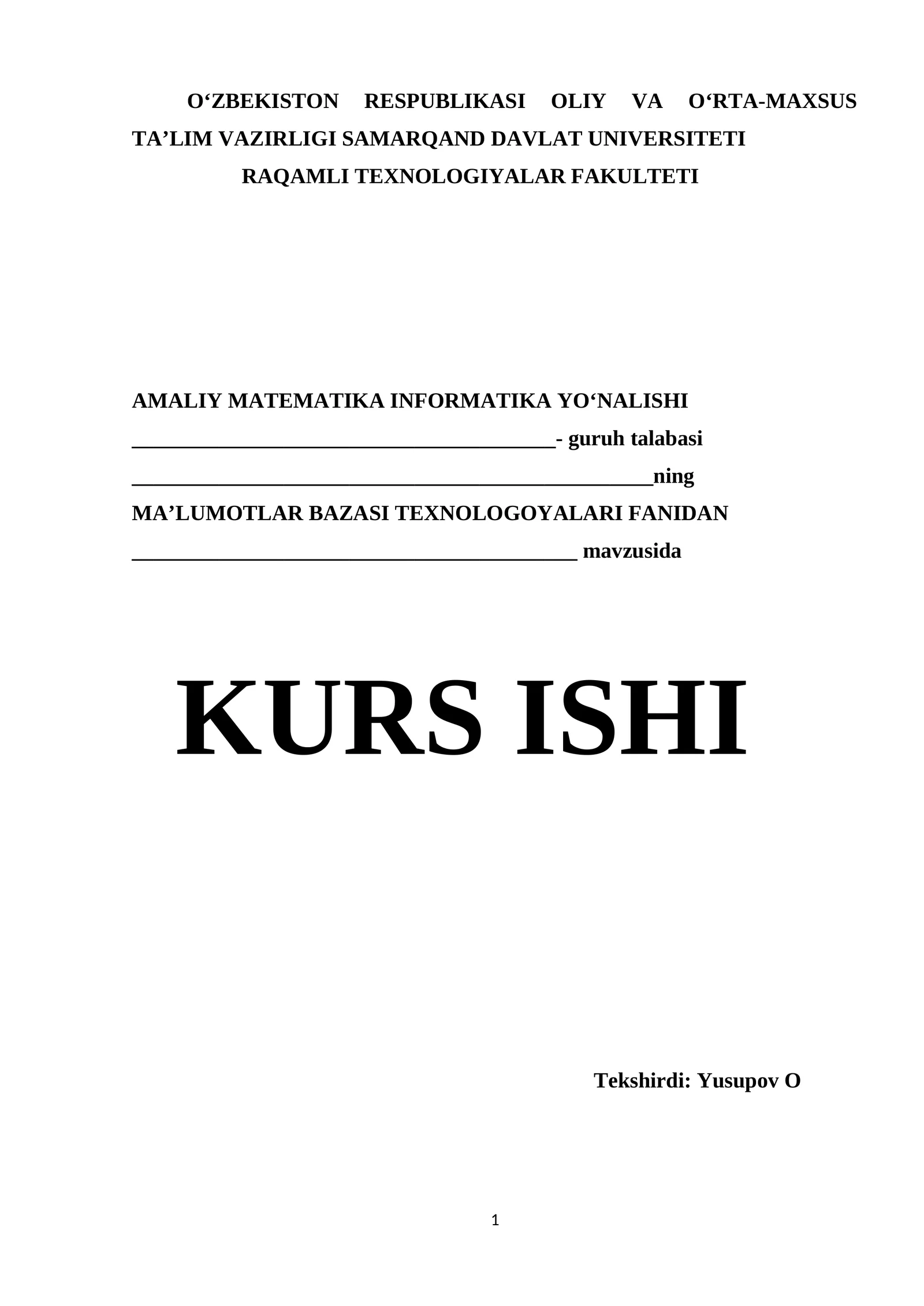 MA’LUMOTLAR BAZASI TEXNOLOGOYALARI