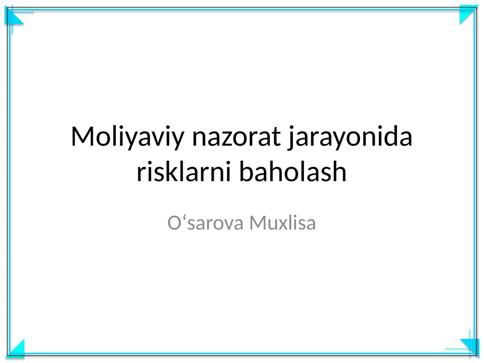 Moliyaviy nazorat jarayonida risklarni baholash