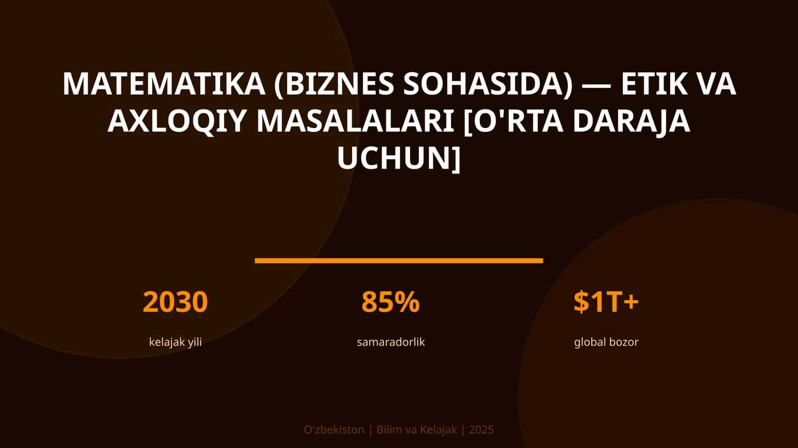 Matematika (biznes sohasida) — etik va axloqiy masalalari [o'rta daraja uchun]