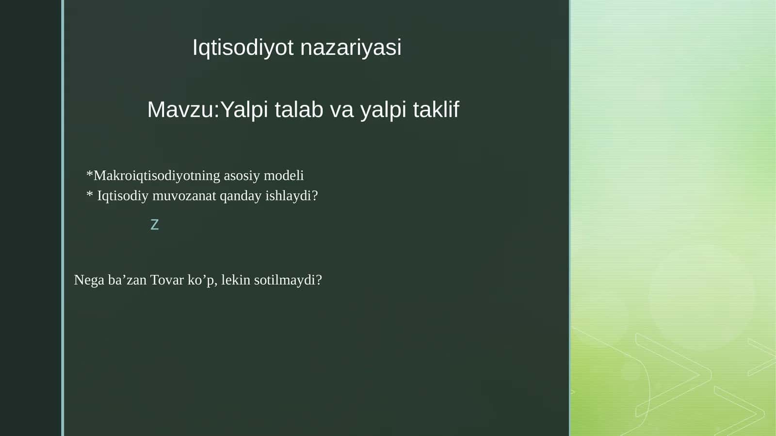 Yalpi talab va yalpi taklif