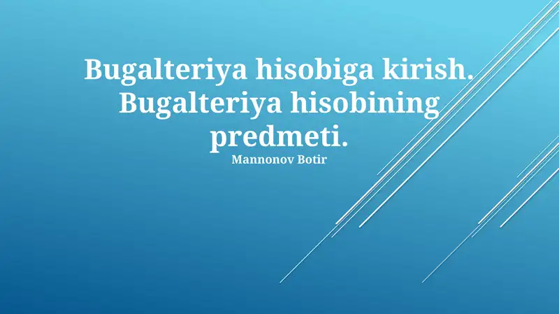 Bugalteriya Hisobi Subyekti