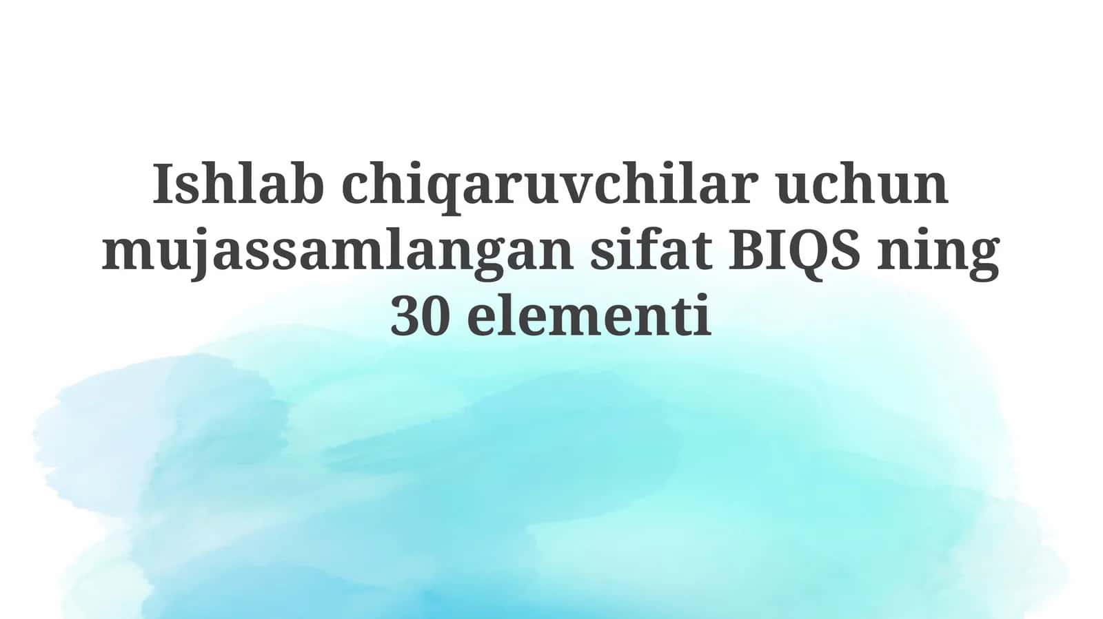 Ishlab chiqaruvchilar uchun o'rnatilgan sifatli BIQS elementlari