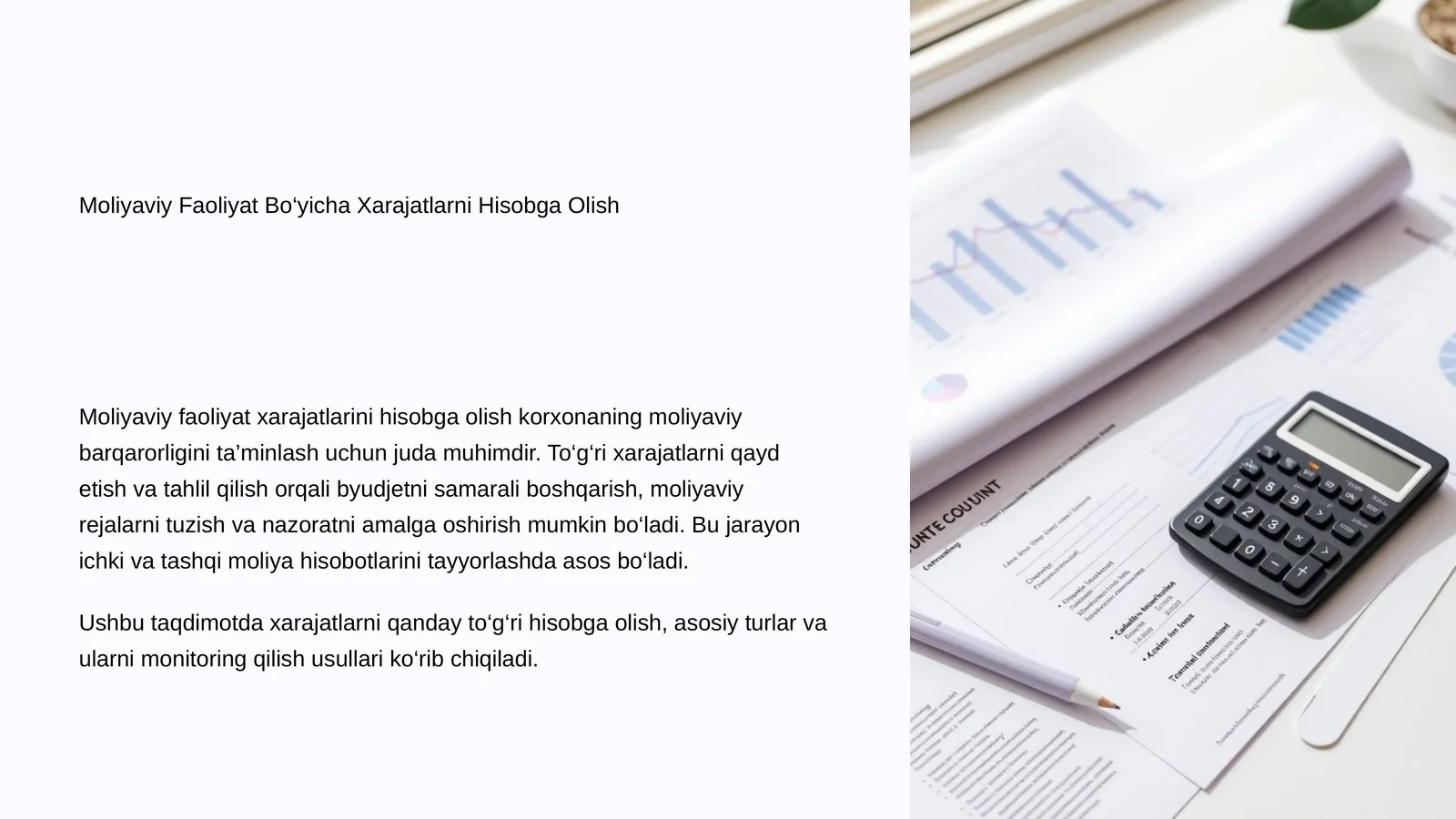 Moliyaviy Faoliyat Bo‘yicha Xarajatlarni Hisobga Olish
