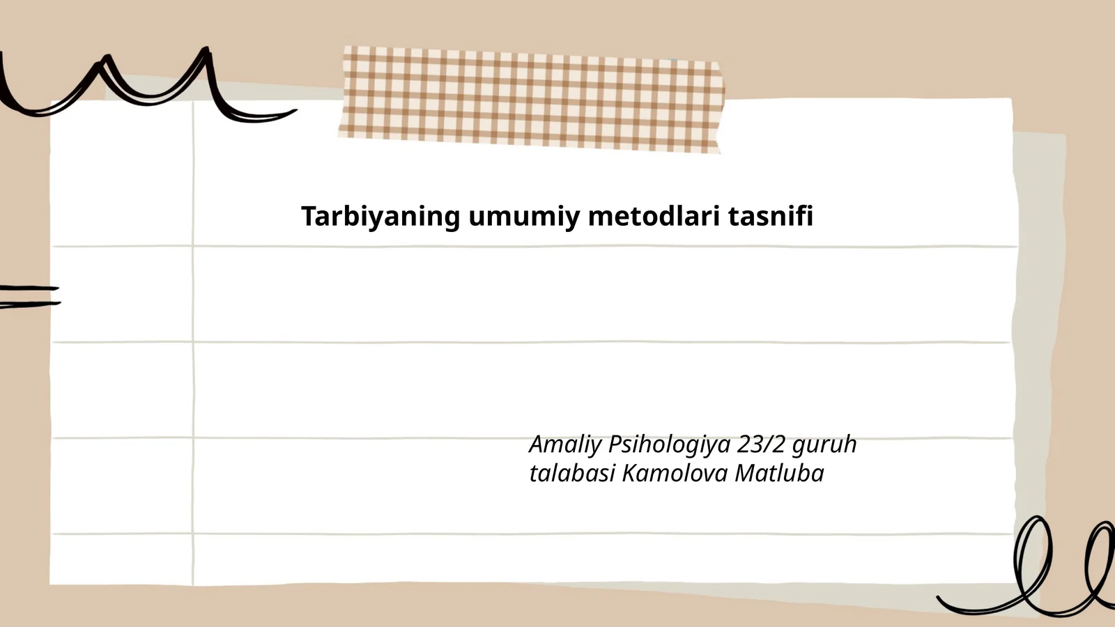 Tarbiyaning umumiy metodlari tasnifi
