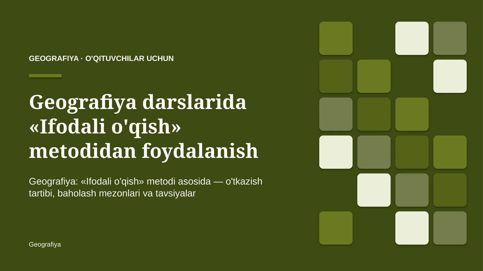 geografiya darslarida ifodali o'qish metodidan foydalanish 9088