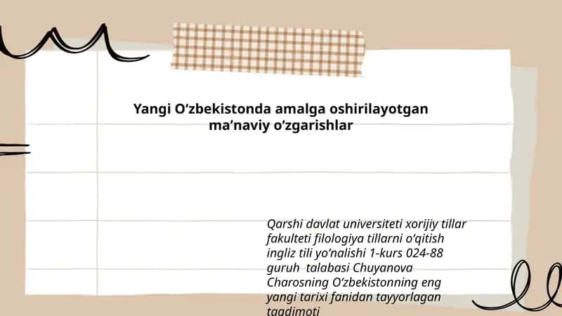Yangi Oʻzbekistonda amalga oshirilayotgan maʼnaviy oʻzgarishlar