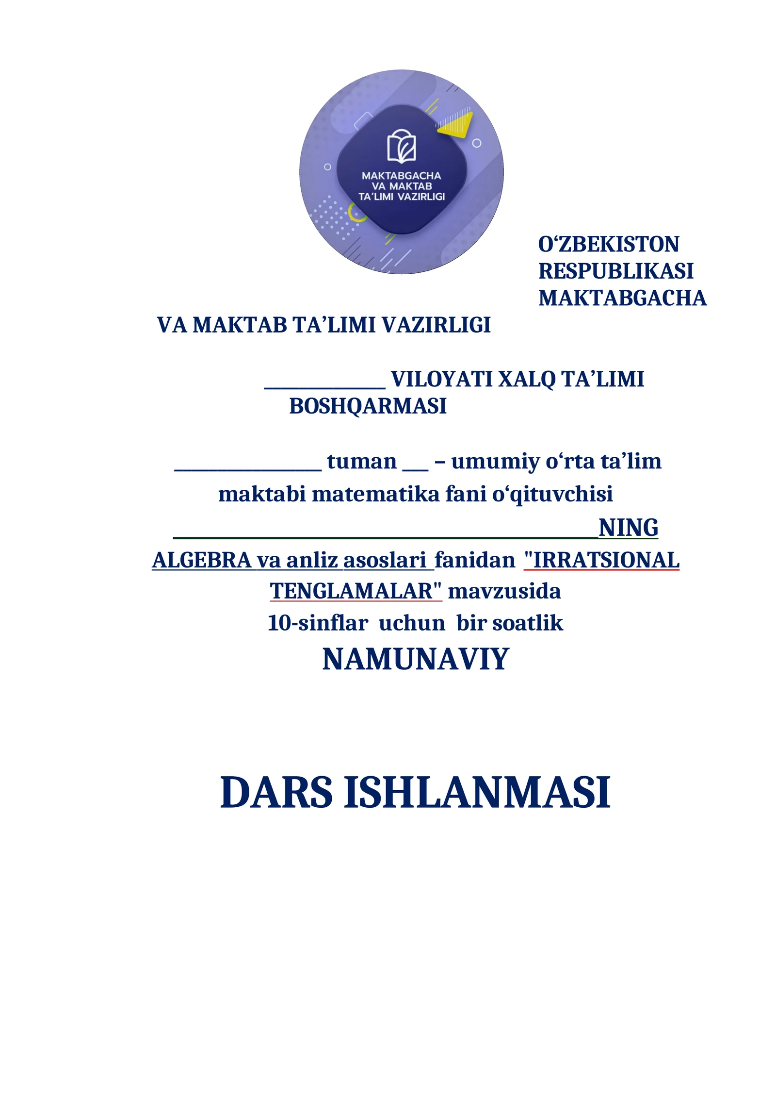 IRRATSIONAL TENGLAMALAR