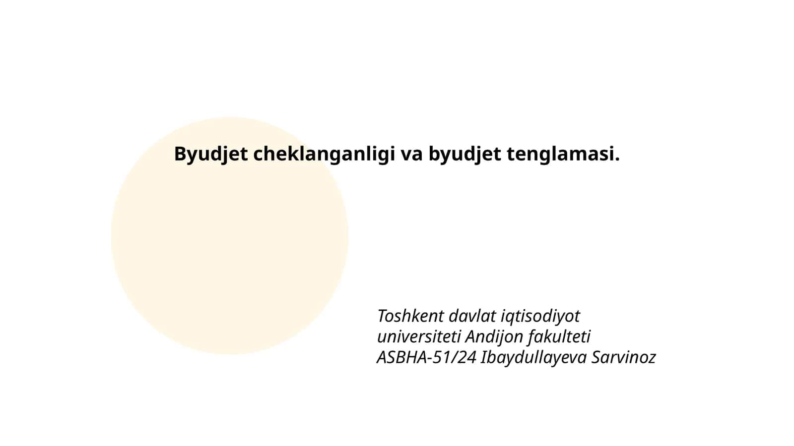 Byudjet cheklanganligi va byudjet tenglamasi